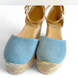Nine West Blue Espadrille Wedge Sandals